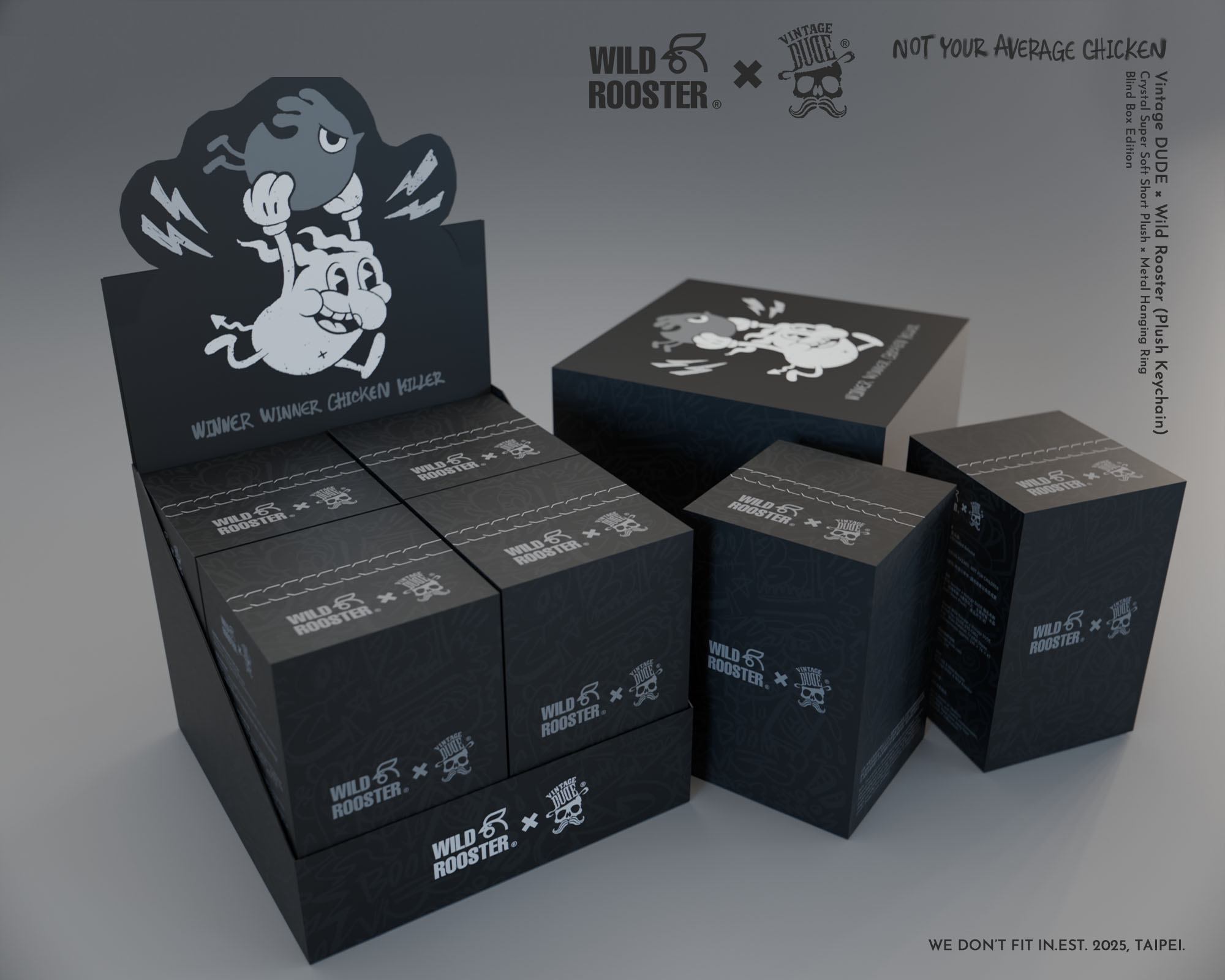 Wild Rooster × VINTAGE DUDE Blind Box Plush Keychain (single pack) | oversize 大尺碼男裝